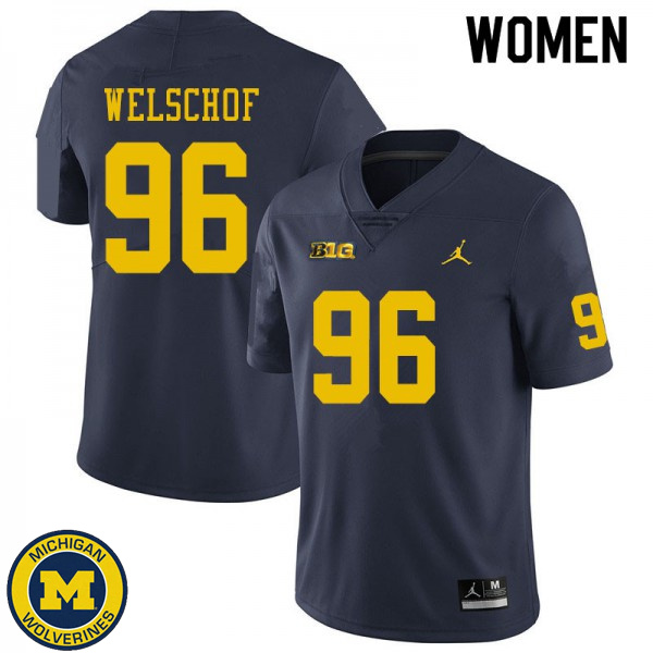 Women University of Michigan #96 Julius Welschof Navy Embroidery Jersey